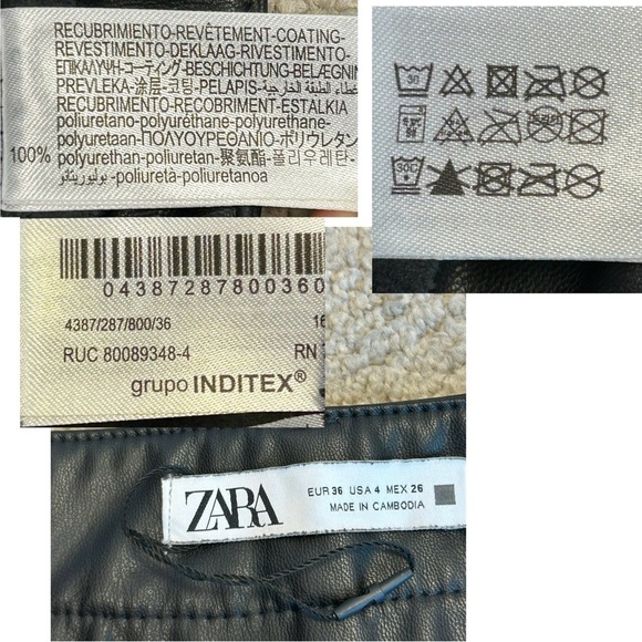 Zara Black Faux Leather Pleather Vegan Cropped Mini Flare Trousers pants 4 NWOT - Picture 11 of 12